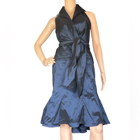 Tadashi Collection Taffeta Navy Blue Cocktail Dress Classy Elegant Formal Women4 - Picture 2 of 10
